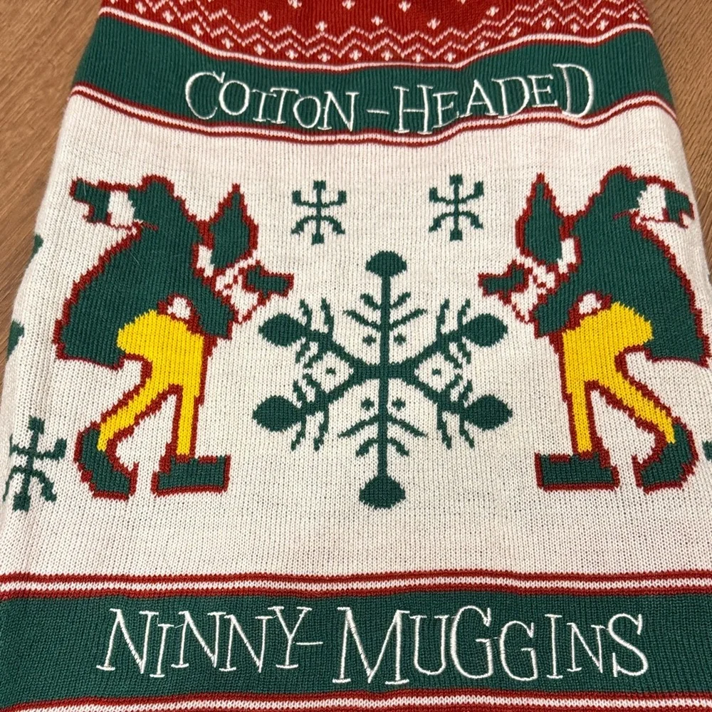 ELF Red and Green Holiday Dog Sweater Cotton Headed Ninny Muggins